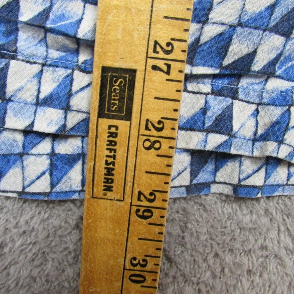 Tommy Bahama Shirt Mens Large Blue Geometric Short Sleeve‎ Silk Button Front